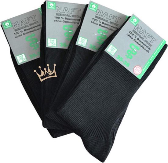 100% katoenen medische sokken - Zwart - Maat 36-38 - Sokken voor diabeten -  Reuma - En... | bol