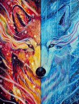 Fire and Ice Wolf, vierkante steentjes ca. 60x80cm, 65 kleuren