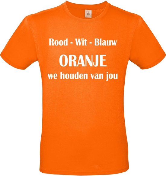 T-shirt met opdruk “Rood wit blauw, oranje we houden van jou” | EK 2021 |Oranje T-shirt met witte opdruk. | Herojodeals
