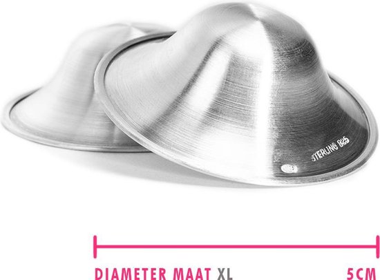 Tepelhoedje - Zilverkapjes® XL | ORIGINAL | 934 medisch zilver | EU | SilverCaps | Coupelles des mamelons en argent | Silberstillhütchen | _Paracapezzoli d'argento | Copas de lactancia de ley | Koruyucu gümüş göğüs kapakları | stribrna ochrana prsnich bradavek