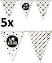 Haza- 5x vlaggenlijn - Happy Birthday - Feestelijk Goud - 10 meter - voor binnen en buiten