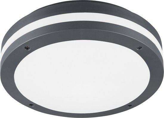LED Plafondlamp - Trion Keraly - Opbouw Rond - Bewegingssensor - Waterdicht - 12W - Mat Antraciet - Kunststof