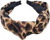 Haarband Diadeem Knoop Panter Print Zwart Bruin