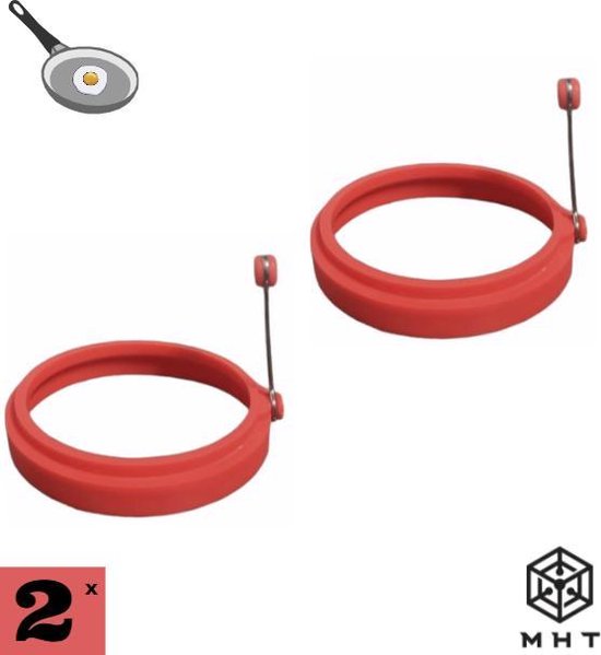 Ei Ring - Pancake Ring - Rood - 2 stuks - Pancake Maker - 10 Verschillende Varianten