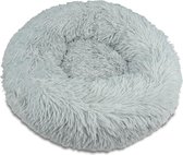 ElegaPet Pluche Fluffy Donut Hondenmand – ⌀ 50 cm Grijs - Kattenmand – Hondenkussen – Kattenkussen – Wasbaar – Antislip