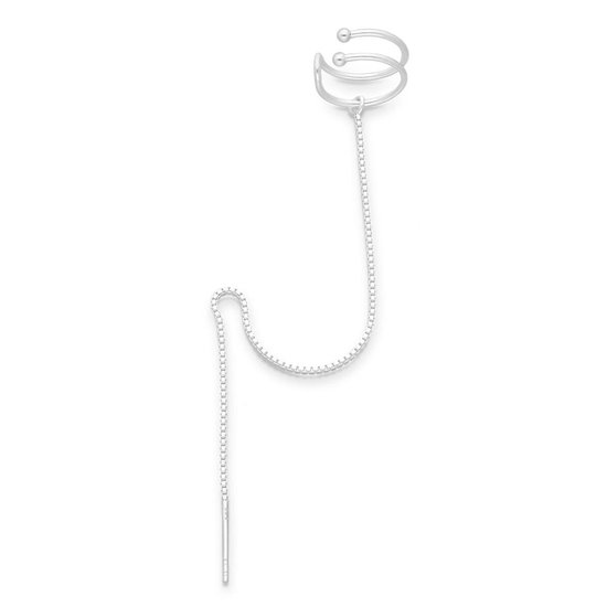 EAR IT UP - Ear cuff threader - Dubbel - Doortrek oorbellen - 925 sterling zilver - 12 x 117 mm - 1 stuk