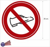 Geen schoenen dragen verkeersbord sticker.