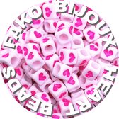 Fako Bijoux® - Hartjes Kralen Vierkant - Acryl - 7mm - Sieraden Maken - 150 Stuks - Roze