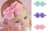 Per set van 2 stuks Baby haarbandjes | meisjes haarbandjes | Peuter haarbandjes | Baby Hoofdband met strik | Paars - Roze | Meisjes hoofdbanden