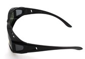 Polariserende overzet zonnebril zwarte glazen -zwart glans montuur