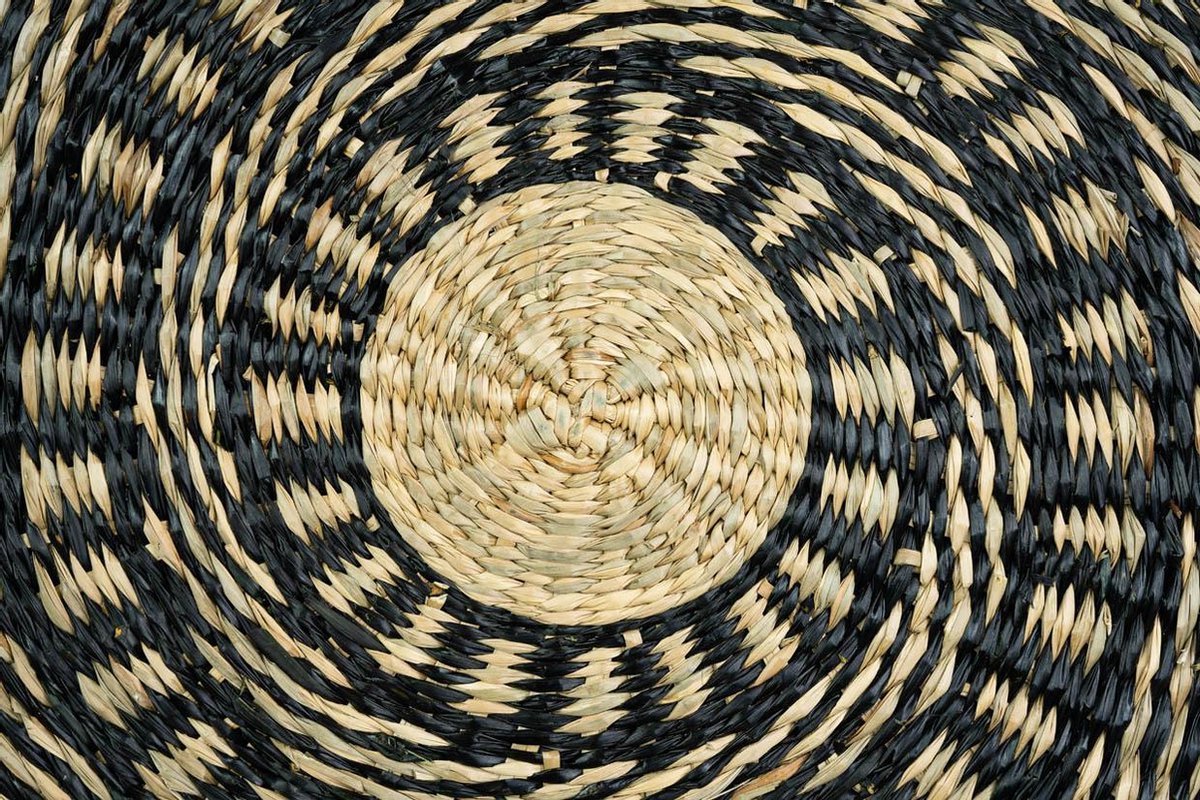 Placemat rond zeegras zwart naturel Bohemian muurdecoratie