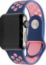 Geschikt Voor Smart Watch Sport Band 2 Kleuren -  Blauw Roze - 42mm En 44mm - SM - Geschikt Voor Smart Watches - Maat: 42 en 44