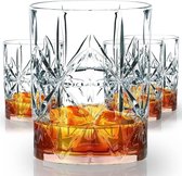 Whisiskey Klassieke Whiskey Glazen - 4 Tumbler Glazen - Whiskey glazen set - Waterglazen - Drinkglazen - 345 ml Glas - Cadeau voor Man & Vrouw