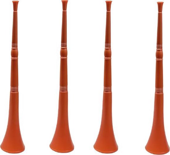 Vuvuzela Oranje Toeter 63 cm lang Oranje voetbal EK - WK toeter - 4 stuks