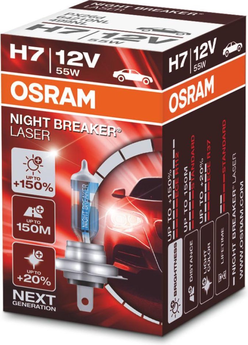 Delegeren Infrarood Draai vast Automotive Bulb Osram Night Breaker Laser H7 12V 55W | bol.com