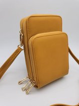 THL Design - Telefoontas - Kleine Schoudertas - Telefoontasje  Dames Crossbody  - 3 Vakken - Geel