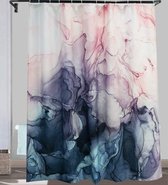 Ulticool de douche Ulticool - Art abstrait aquarelle pastel - 180 x 200 cm - avec 12 anneaux - Rose