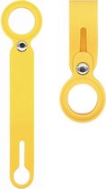 Siliconen Airtag hoesje - Airtag hanger - Geel - Geschikt voor Airtags