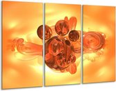 GroepArt - Schilderij -  Abstract - Geel, Goud, Zwart - 120x80cm 3Luik - 6000+ Schilderijen 0p Canvas Art Collectie