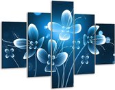 Peinture sur verre fleur | Bleu blanc | 100x70cm 5Liège | Tirage photo sur verre |  F004901