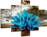 Glasschilderij -  Lelie - Blauw, Grijs - 100x70cm 5Luik - Geen Acrylglas Schilderij - GroepArt 6000+ Glasschilderijen Collectie - Wanddecoratie- Foto Op Glas