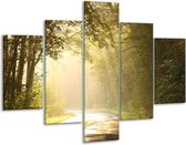 Glasschilderij -  Natuur - Groen, Wit, Grijs - 100x70cm 5Luik - Geen Acrylglas Schilderij - GroepArt 6000+ Glasschilderijen Collectie - Wanddecoratie- Foto Op Glas