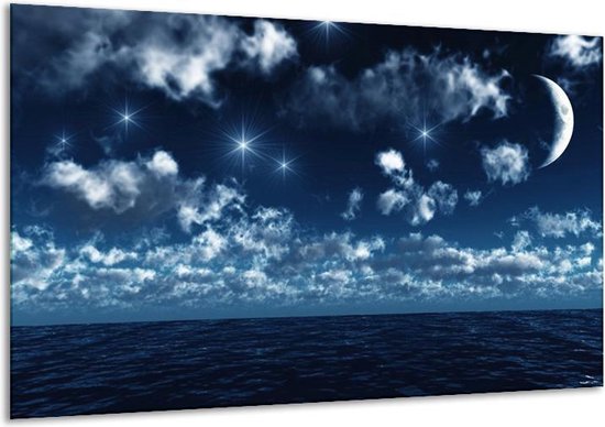 Peinture sur toile étoiles | Bleu, blanc, noir | 120x70cm 1Hatch