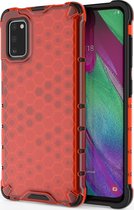 Samsung Galaxy A41 Hoesje - Mobigear - Honeycomb Serie - Hard Kunststof Backcover - Rood - Hoesje Geschikt Voor Samsung Galaxy A41