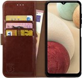 Rosso Element Book Case Wallet Hoesje Geschikt voor Samsung Galaxy A12 | Portemonnee | 3 Pasjes | Magneetsluiting | Stand Functie | Bruin
