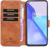 DG Ming OnePlus 9 Hoesje Retro Wallet Book Case Bruin