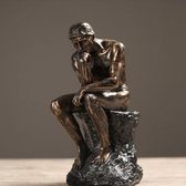 BaykaDecor - Klassiek Beeld Rodin De Denker - Woondecoratie - Vensterbank - Cadeau - Kunst - Handgemaakt - Zandsteen Zilver 26 cm