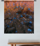 Wandkleed – Blauwe bloemen veld – 100% katoen– 100 x 100 cm
