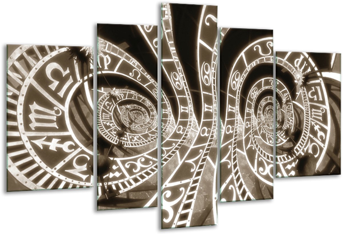 Glasschilderij Abstract - Sepia - 170x100cm 5Luik - Foto Op Glas - Geen Acrylglas Schilder