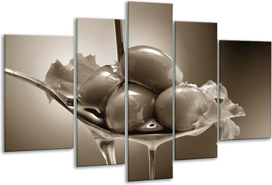 Peinture sur verre Olives, Cuisine | Sépia | 170x100cm 5 Liège | Tirage photo sur verre |  F006779