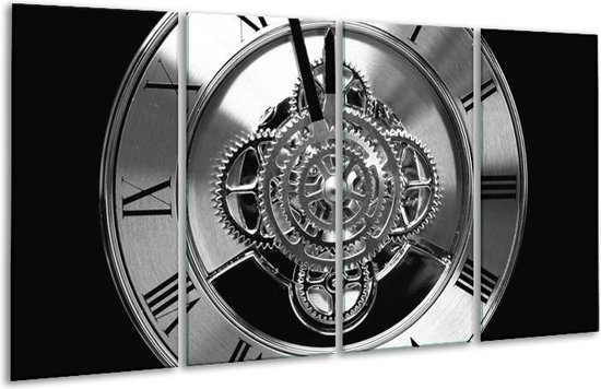 Horloge de peinture sur verre, cuisine | Noir, blanc, gris | 160x80cm 4 Liège | Tirage photo sur verre |  F006675