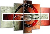 Glasschilderij Modern - Rood, Grijs, Wit - 170x100cm 5Luik - Foto Op Glas - Geen Acrylglas Schilderij - 6000+ Glasschilderijen Collectie - Wanddecoratie