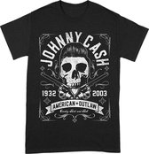 Johnny Cash American Outlaw Skull Black T-Shirt - XL