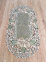 Série de nappes : Linenlook Vert avec fleurs - Chemin de table 70 cm