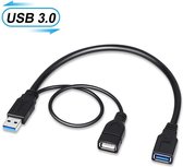 WiseGoods Premium USB 3.0 Splitter met 2 Poorten - USB Dual Hub - Vrouwelijk & Mannelijk - Laptop Kabel - Opladen & Datatransfer