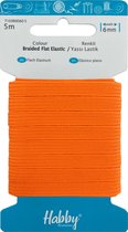 Habby elastiek 6mm | Plat gevlochten | Oranje | 5 meter | Hobby - Knutselen - Naai elastiek
