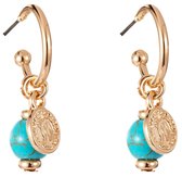 Nouka oorbellen, gouden ringetjes met turquoise natuursteentjes
