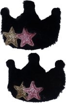 Jessidress® Haarclips Meisjes Haarclip met glitters Mini Kroontjes Haarspeldjes - Zwart