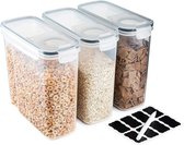 Nuovva Cereal Dispenser Containers - Set van 3 Voorraadpot - Vershouddoos - 4.0L - BPA vrij