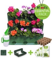 Minigarden® Vertical - verticale tuin - verticaal tuinieren - ESSENTIAL PACK met gieter, ophangingsbeugel en verankeringclips, inclusief 4 kruidenzaden & 12 zaaipotjes - GROEN