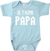 Romper voor de liefste papa-ik hou van jou papa-lichtblauw-wit-Maat 80