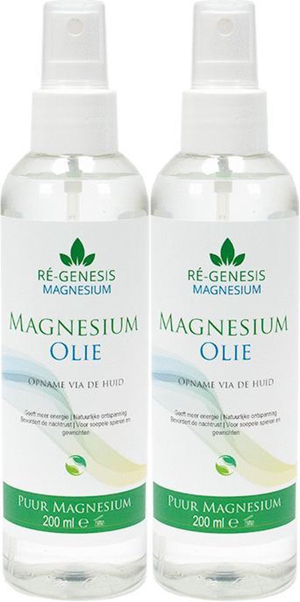 Magnesiumolie van Ré-genesis | Magnesiumspray Set 2x 200 ml | Magnesium olie voor Spieren