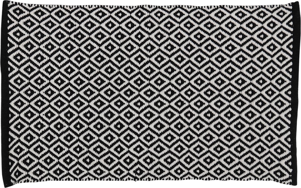 Differnz Wales badmat - 100% katoen - Zwart wit - 50 x 80 cm