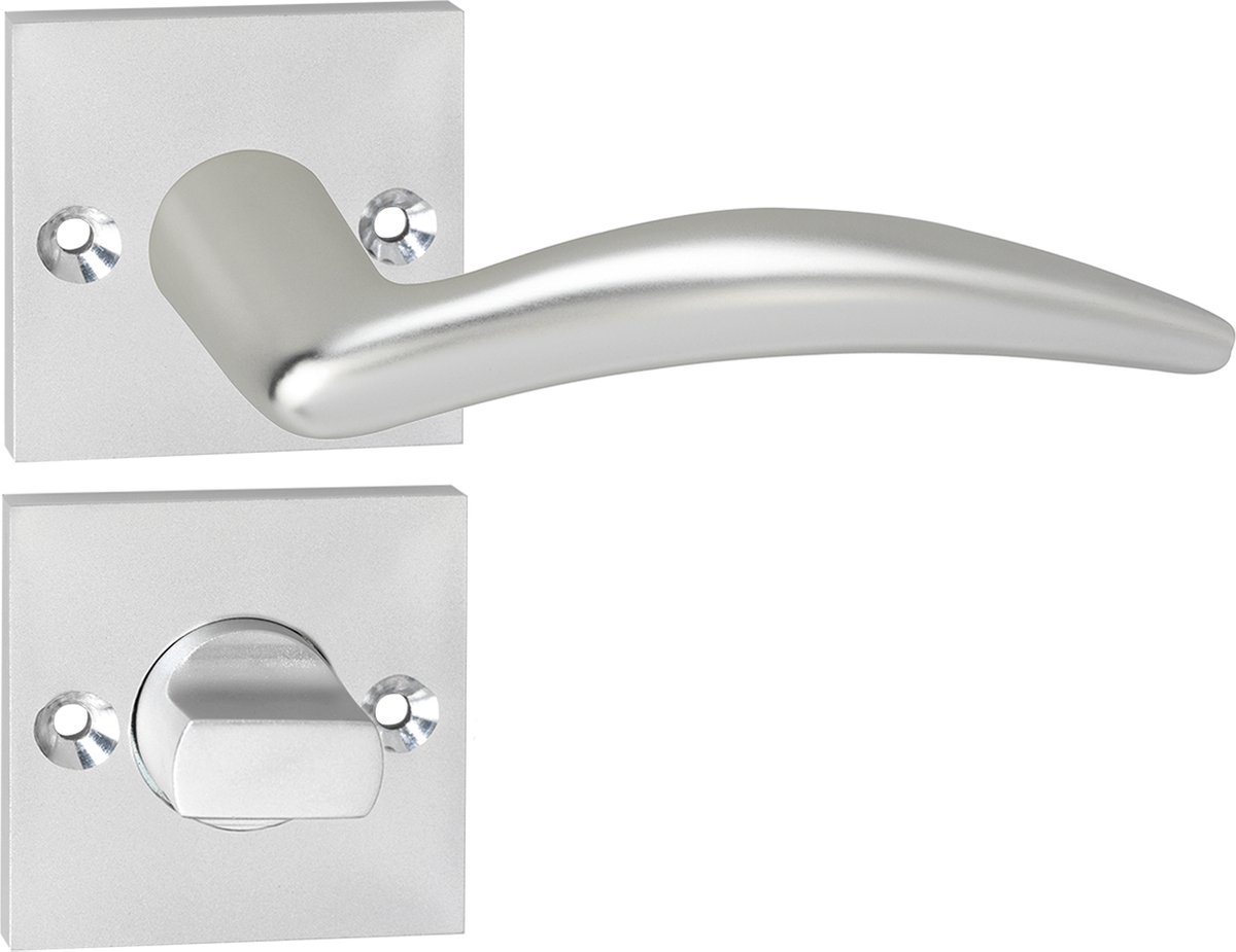 Deurkruk - Impresso Windsor - Voor binnen - Vierkant met schroeven en vierkant toiletrozet - Aluminium - 2 stuks