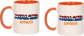 4x stuks Holland supporter beker / mok wit en oranje - 300 ml - popart - oranje supporter / fan