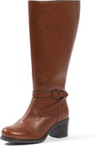 GABYLOU - LEREN Laarzen XL voor BREDE KUITEN - Model Lily - Cognac, Maat 37
